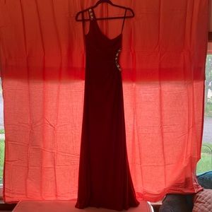 One shoulder floor length dress